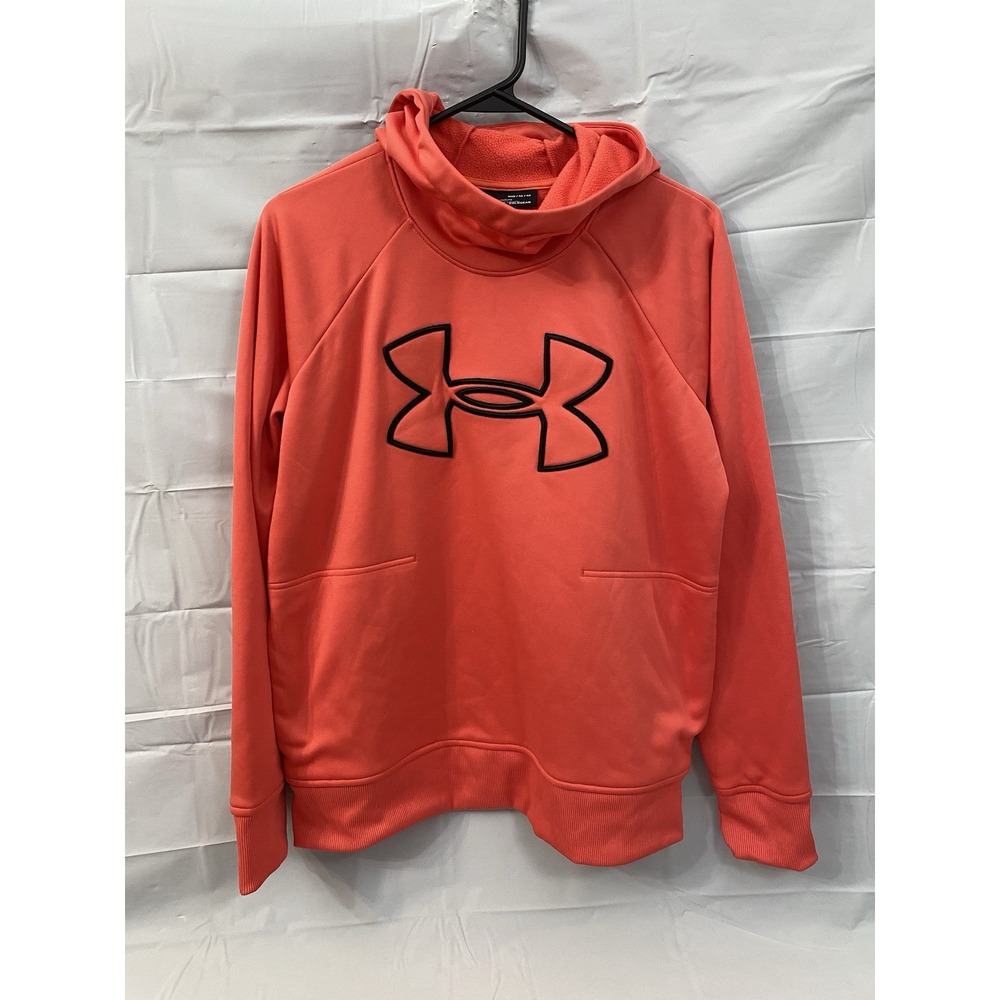 Under Armour Hoodie Womens M Coldgear Coral Cowl Neck Big Logo Hooded Sweatshirt